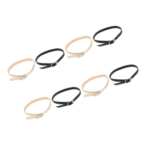 IMIKEYA 4 Paare Verstellbare Knöchelriemen aus Weichem Kunstleder für High Heels Schuhe und Sandalen Rutschfeste Elastische Fersengurte Schwarz und Gold Damen Bequem und Vielseitig von IMIKEYA