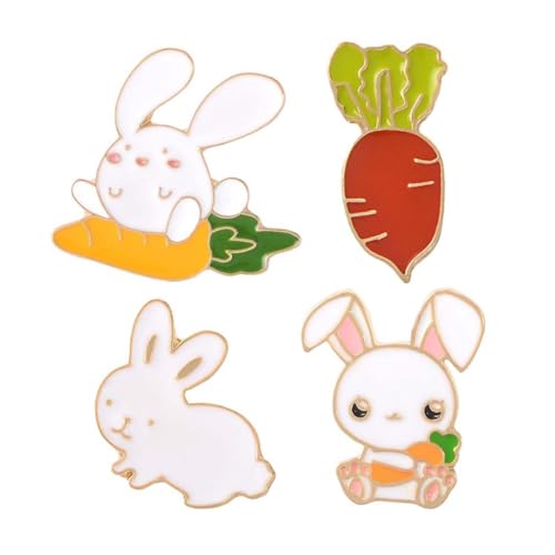 IMIKEYA 4stücke Schöne Hasen Brosche Kreativ Tropfenöl Hasen Karotten Brustnadel Schickes Mädchen Junge Mädchen Damen Dekoration Kleidung Zubehör von IMIKEYA