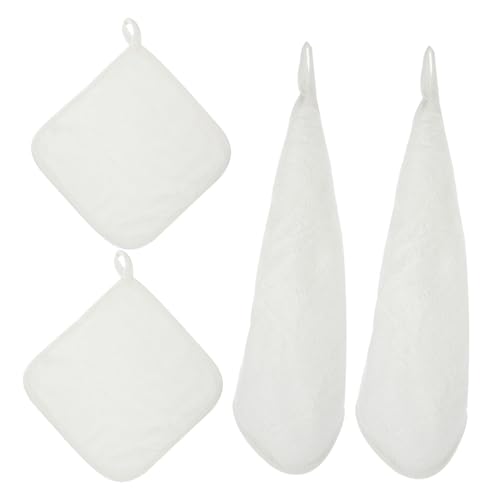 IMIKEYA 4 Stück Badetuch Gesicht Waschen Handtücher Einfache Reinigung Neugeborenen Badetücher Bambusfaser Weiß von IMIKEYA