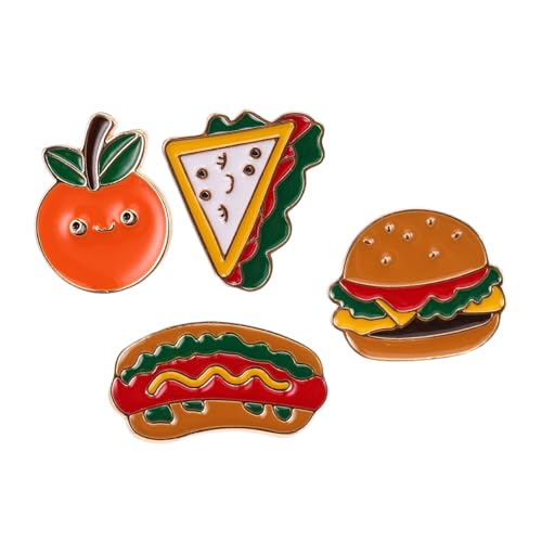 IMIKEYA 4stücke Anstecknadel Für Lebensmittel Cartoon-hamburger-sandwich-brosche Legierungs-accessoires Für Kleidung Taschen Und Hüte Langlebige Dekoration Für Partys Und von IMIKEYA