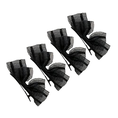 IMIKEYA 4 Stück Haarnadel aus Spitze Haarschmuck für die Hochzeit Clips Haarklammern Schleife Haarnadel Mädchen Bögen Haarspange kleine Haarschleifen Mädchen Haarzubehör Legierung Schwarz von IMIKEYA