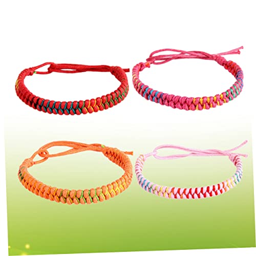 IMIKEYA 4 Stück Handgefertigte Bunte Wachsschnur Armbänder Damen Geflochtene Handknüpfarmbänder Rot Orange und Leichtes Langlebiges Schmuck Set für Alltag Party und Reise von IMIKEYA