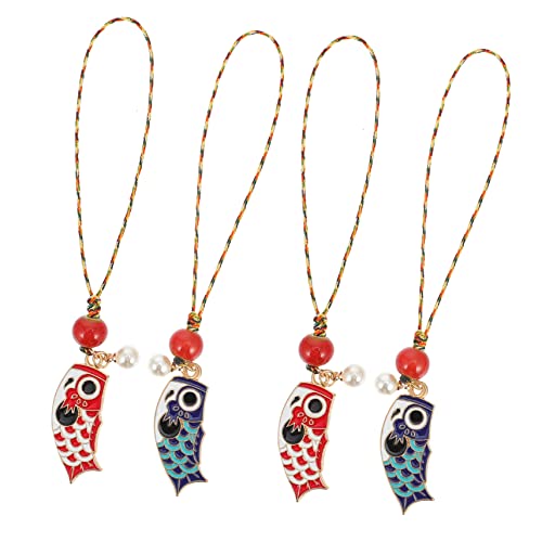 IMIKEYA 4 Stück Karpfenflaggen Schlüsselanhänger Japanischer Stil Handtaschen Anhänger Handy Schnur mit Niedlichem Design für Freunde und Familie von IMIKEYA