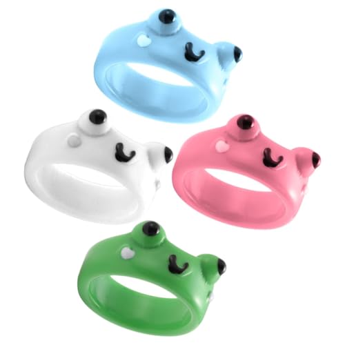 IMIKEYA 4 Stück Kawaii Frosch Ringe für Frauen Teiliges aus Harz Entzückende Tierfingerringe Stapelbare Schmuckstücke für Partys und Besondere Anlässe von IMIKEYA