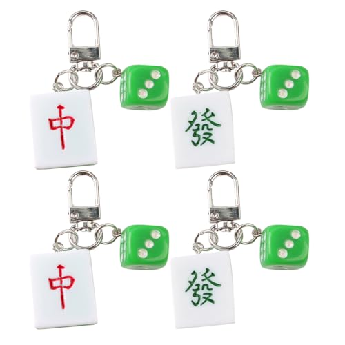IMIKEYA 4 Stück Mahjong-Schlüsselanhänger Mahjong Schlüsselanhänger Auto-Schlüsselanhänger Mahjong-Schlüsseldekoration Schlüsselringe Geschenke Mahjong-Schlüsselhalter Festivalgeschenk von IMIKEYA