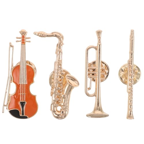 IMIKEYA 4stücke Vintage-musikbrosche Mit Gitarren Und Saxophon-anstecknadel Trompeten Und Flöten-brosche Aus Metall Für Musiker Und Festival-geschenke von IMIKEYA