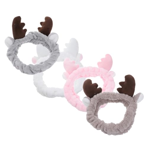 IMIKEYA 4 Stück Plüsch Haarband mit Rentiergeweih Damen Elastisches Weiches Stirnband für Weihnachten Haar Accessoire Dekorativ Komfortabel und Wiederverwendbar Zufällige Zufällige Farbe von IMIKEYA