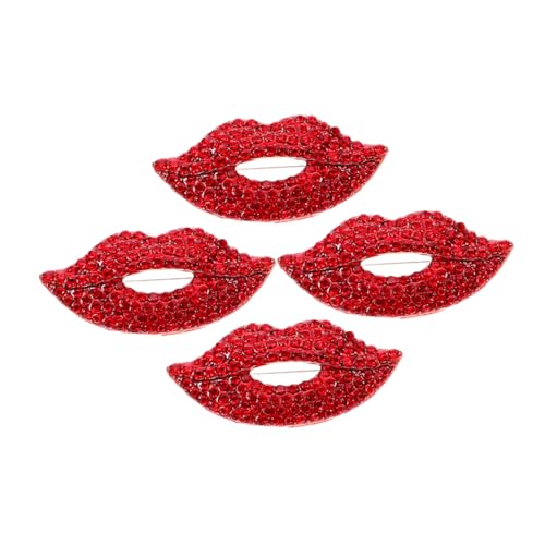 IMIKEYA 4 Stück Strass Anstecknadeln für Anzüge Kreative Lippen Accessoires für Partys Hochzeiten und Formelle Anlässe von IMIKEYA