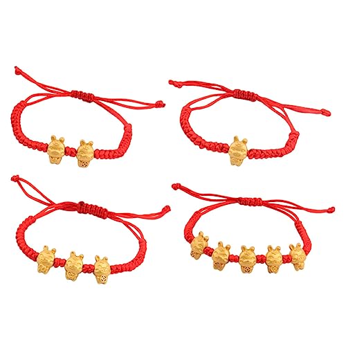 IMIKEYA 4 Stück Teiliges Geflochtenes Hasen Armband Seil Verstellbares Chinesisches Glücksarmband für Damen Herren Symbol für Schutz Wohlstand und Persönliches Feng Shui Schmuckstück von IMIKEYA