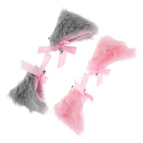 IMIKEYA 4 Stück Teiliges Katzenohren Haarklammern mit Glöckchen Kuschelohren Haarspangen Lolita Cosplay Haaraccessoires Geeignet für Halloween Kostümparty Karneval und Alltag von IMIKEYA