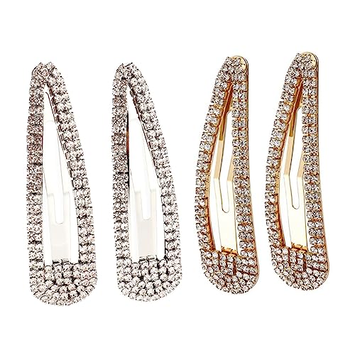 IMIKEYA 4 Stück Teiliges Strass Haarspangen Wassertröpfchen Design Metall Haarklammern Glitzernde Snap Clips für Damen Party Alltag Hochzeit von IMIKEYA