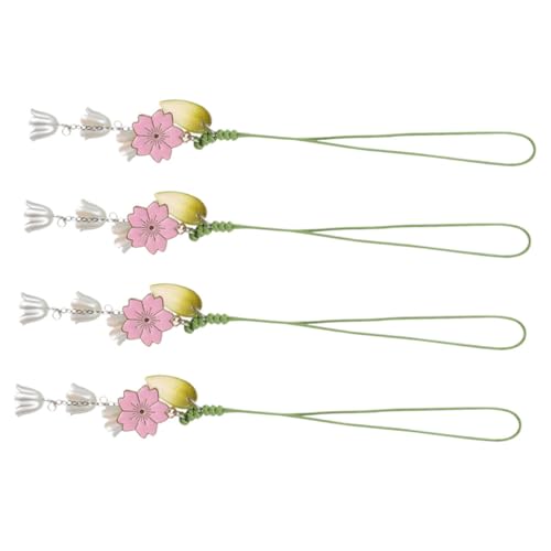 IMIKEYA 4 Stück Teiliges Tulpen Schlüsselanhänger Handgefertigter Kurzer Handy Charm Anhänger Niedlicher Telefonband Anhänger Vielseitig als Telefonhalter und Taschenanhänger Langlebiges von IMIKEYA