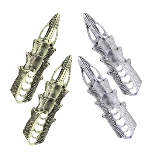 IMIKEYA 4 Stück Vintage Punk Rings Teiliges Damen Metalldesign Verstellbare Gothic Knöchel und Vollfingerringe Silber Antikbronze für Cosplay Halloween Schmuck von IMIKEYA