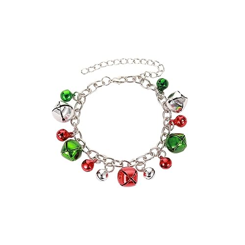 IMIKEYA 4 Stück Weihnachtsschmuck Teiliges mit Kleinen Glocken Legierungs Armband Halskette und Roten Sowie Grünen Ohrringen Leichtes Damen Schmuckset für Festliche Anlässe und Alltag von IMIKEYA