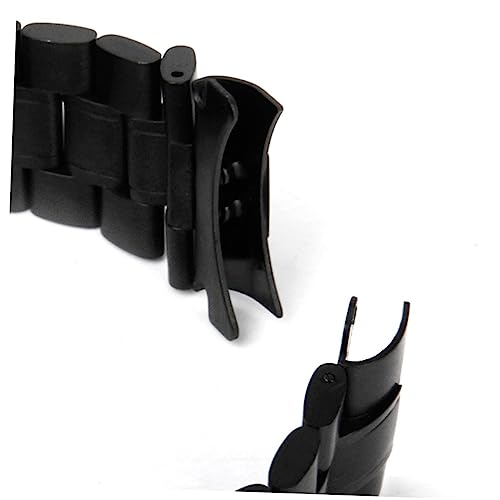 IMIKEYA 4Stücke Edelstahlarmband für Uhren Gebürstetes Armband mit Abgerundetem Ende und Federstangen Schwarz für Herren und Damen von IMIKEYA