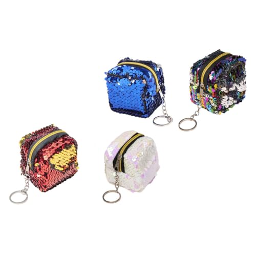 IMIKEYA 4stücke Teiliges Junge Mädchen-münzgeldbörsen Farbigem Glitzerndem Design Handliche Beutel Mit Reißverschluss Für Aufbewahrung Rot Blau Rosa Schwarz von IMIKEYA
