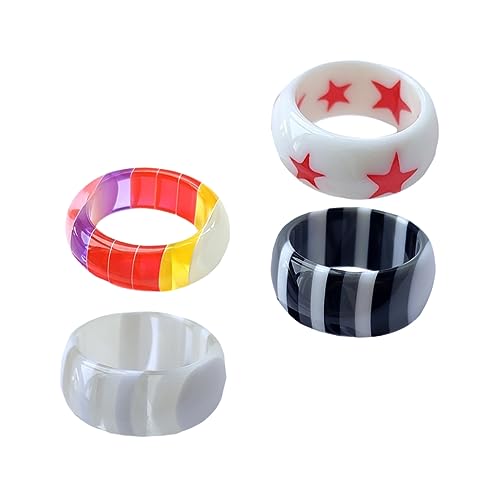 IMIKEYA 4stücke Harz Ring Für Finger Kleiner Finger Mode Fingerringe Frauen Ringe Einzigartiger Persönlichkeitsring Feiner Dekorativer Ring Fingerdekoration von IMIKEYA