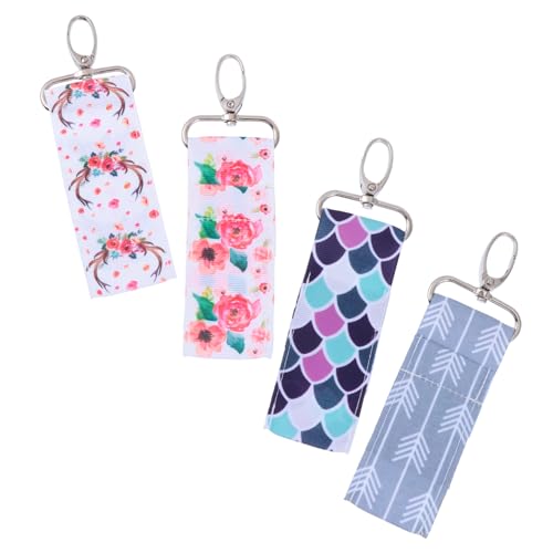 IMIKEYA 4Stücke Lippenstift Halter Schlüsselanhänger Kreative Lippenbalsam Tasche Bunten Designs für und Unterwegs Strapazierfähigem Gefertigt von IMIKEYA