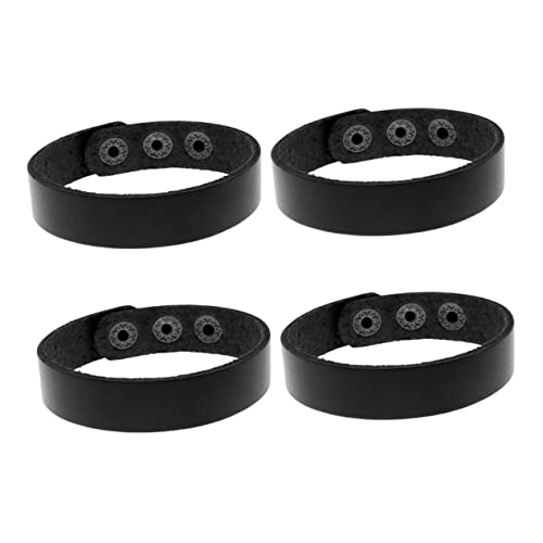 IMIKEYA 4stücke Rindslederarmband Schlichtes Unisex-armband Kreative Handkette Diy-armreif-dekoration Alltagsarmband Für Frauen Und Männer Retro-schwarz von IMIKEYA