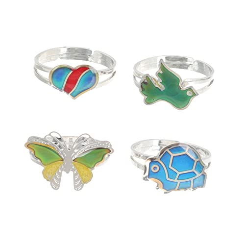 IMIKEYA 4 Stück Verstellbare Stimmungsringe für Mädchen Farbwechsel Fingerringe Leichtem Material Cartoon Design für Kinder Farben für Jede für Teenager und Frauen von IMIKEYA