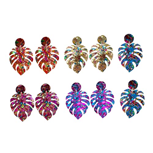 IMIKEYA 5 Paar Boho Ohrringe Damen Pailletten Blatt Ohrringe Leichte Hängend für Mädchen Ohrhänger für Partys und Hochzeiten von IMIKEYA