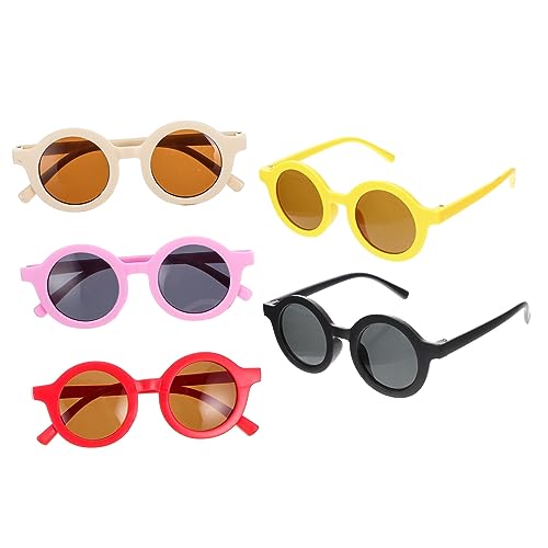 IMIKEYA 5 Paare Bunte Sonnenbrillen Partybrillen mit Rundem Rahmen in Schwarz Rot Gelb Leichte Brillen für Mädchen Jungen für Festliche Anlässe und Cosplay von IMIKEYA