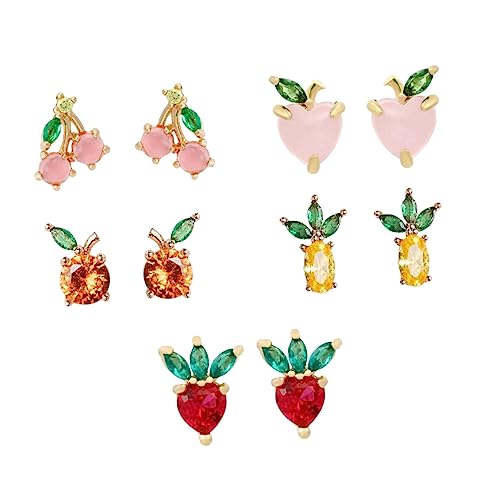 IMIKEYA 5 Paar Ohrringe mit Obstmotiv Kreative Ohrstecker 925 Silber Damen Ohrringe Vielseitig und Elegant für Sommer IMIKEYA 5 Paar Ohrringe mit Obstmotiv Kreative Ohrstecker 925 Silber Damen Ohrringe Vielseitig und Elegant für Sommer von IMIKEYA
