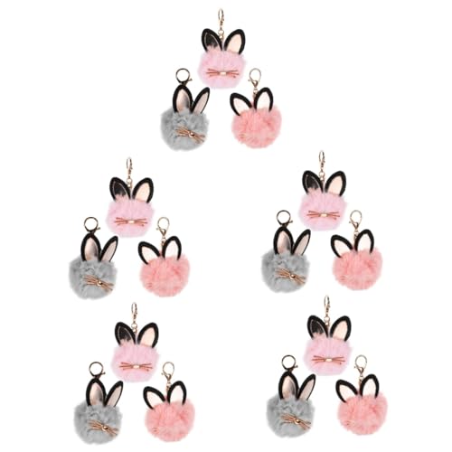 IMIKEYA 5 Sätze Katzen Fellball Schlüsselanhänger Für Frauen Niedliche Tragbare Taschenanhänger Mit Clip Rosa Und Beige Für Rucksäcke Und Schlüsselbund 3 Stück * 5 von IMIKEYA
