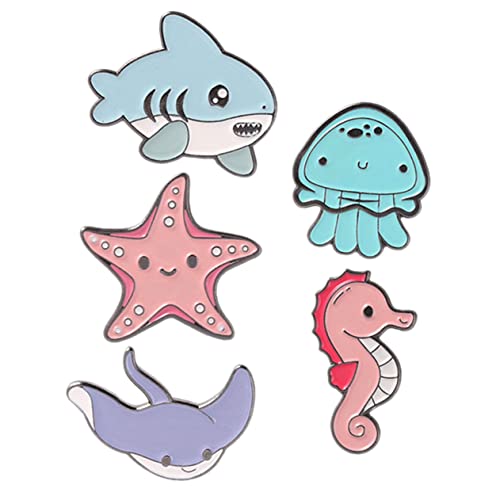IMIKEYA 5 Stck Teiliges Cartoon Meeresbewohner Brosche Süße Anstecknadel für Kleidung Taschen und Accessoires Niedliche Tierbrosche im Maritimen Design von IMIKEYA
