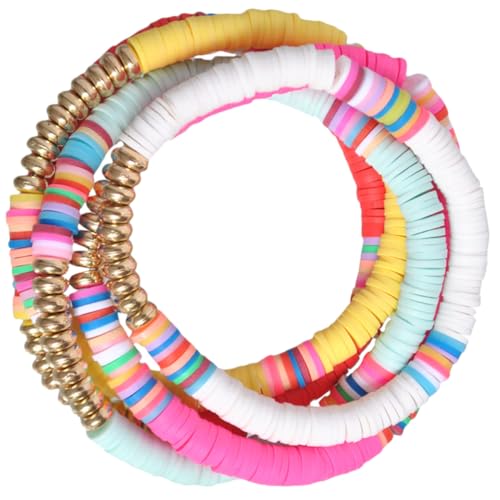 IMIKEYA 5 Stück Buntes Teiliges Polymer Clay Armband Set für Damen Kreative Handkette für Besondere Anlässe für Alltag Reisen und Partys von IMIKEYA