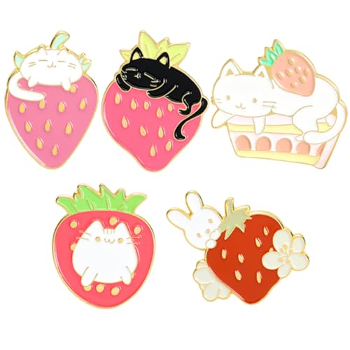 IMIKEYA 5 Stück Niedliche Erdbeer broschen aus Bunte Emaille Anstecknadeln für Damen Modische Schmuck Pins Geschenkidee für Kleidung Rucksäcke und Accessoires von IMIKEYA