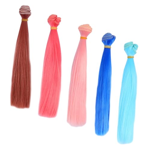 IMIKEYA 5stücke Puppenhaartressen Aus Strapazierfähiger Hochtemperaturfaser Glattes Puppenhaar Zum Basteln Flexibles Material Mehrfarbige Optionen Für Diy-puppenperücken Einfache von IMIKEYA