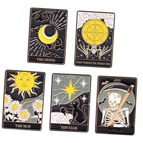 IMIKEYA 5 Stück Tarot Broschen aus Langlebiger Legierung Kreative Emaille Anstecker für Jacken Hüte Schals Rucksäcke Modische Verblassungsresistente Accessoires als Geschenkidee von IMIKEYA
