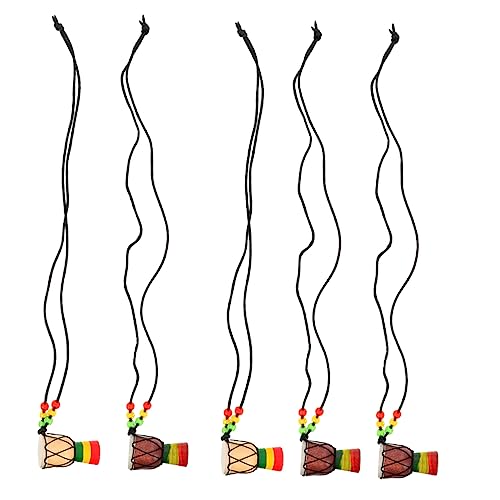 IMIKEYA 5 Stück Teiliges Afrikanisches Handtrommel Anhänger Set Einzigartiges Holz Design Langlebige Halskette für Party und Alltag Schickes Percussion Schmuckstück für Damen und Herren von IMIKEYA