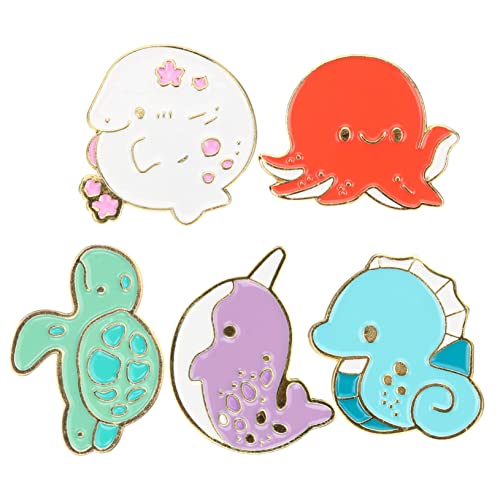 IMIKEYA 5 Stück Teiliges Cartoon Emaille Anstecknadeln Meerestiere Broschen Modische Kleidung Dekoration für Rucksack Hut Schal Zubehör von IMIKEYA
