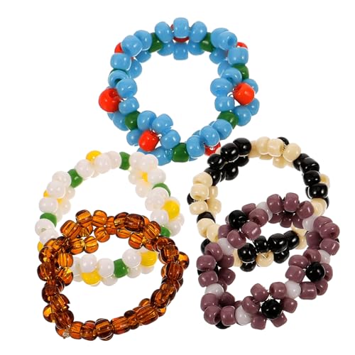 IMIKEYA Fingerringe Damen Blumenring Perlen Design 5 Stücke Moderinge für Frauen Schmuck von IMIKEYA