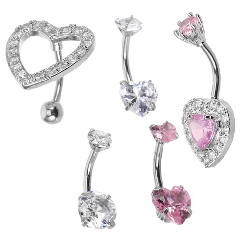 IMIKEYA 5 Stück Teiliges Edelstahl Bauchnabelpiercing Herzförmiger Strass Schmuck Sicherer Glatter Sitz Komfortabel für Damen Modisches Nabelpiercing mit Elegantem Design von IMIKEYA
