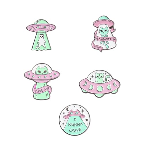 IMIKEYA 5 Stück Teiliges Emaille Brosche Astronauten Katze Anstecknadel mit Raumschiff Design Zubehör für Rucksäcke und Kleidung für Katzenliebhaber von IMIKEYA