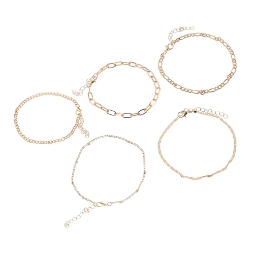 IMIKEYA 5 Stück Teiliges Verstellbares Fußkettchen Set aus Langlebigem Metall für Damen Rostfrei Modisch Vintage Stil Passend für Verschiedene Knöchelgrößen Vielseitig für Alltag und von IMIKEYA