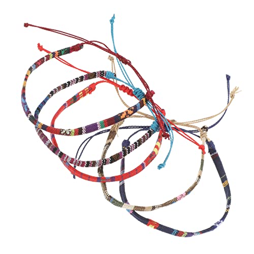 IMIKEYA 5 Stück Verstellbare Geflochtene Armbänder Fußkettchen Bunte Baumwollstring Armbänder für Damen und Herren Freundschaftsarmband für Glück und Stil von IMIKEYA