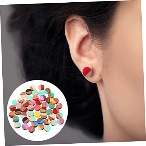 IMIKEYA 50stücke Harz Holz Ohrring Anhänger Flach Runde Scheiben Schmuckzubehör Bastelmaterial Für Diy Armbänder Ohrringe Halsketten Charms von IMIKEYA