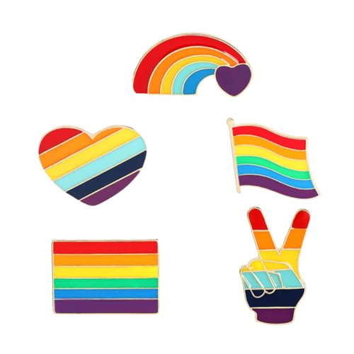 IMIKEYA Regenbogen Broschen Satz 5 Stücke Lgbtiq Anstecknadeln Stilvolle Regenbogen Pins Legierung Modisches Zubehör für Kleidung Taschen und Schals von IMIKEYA