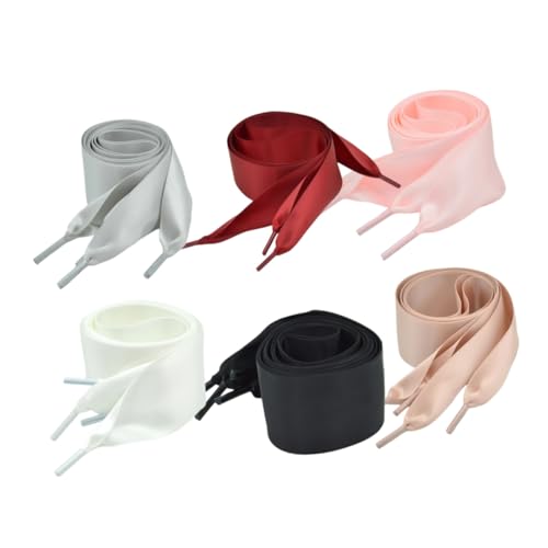 IMIKEYA 6 Paare Flache Satin Schnürsenkel für Sneakers Damen Mädchen Langlebige Farbige Band Schnürbänder Weiche Textur Modische Ersatz Schuhelemente für Sport und Freizeitschuhe von IMIKEYA