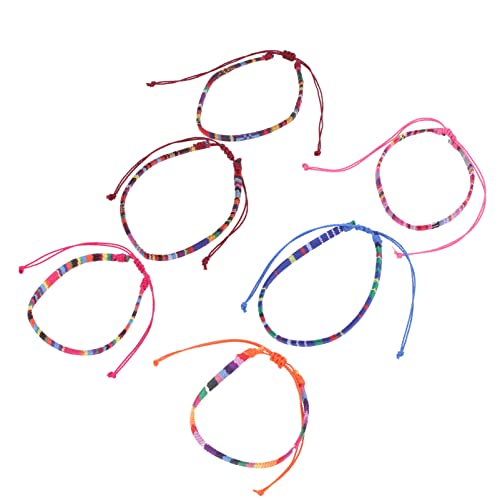IMIKEYA 6 Stück Boho Fußkettchen Teiliges Verstellbare Baumwoll Anklets für Damen und Herren Handgefertigte Regenbogen Fußkettchen für Strand Freundschaft und Alltag von IMIKEYA