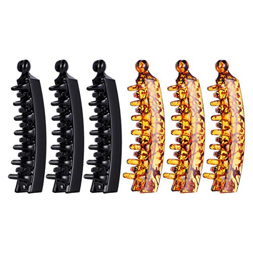 IMIKEYA 6 Stück Teiliges Bananen Haarclips Praktische Fischschwanz Haarspangen für Damen für Pferdeschwanz und Verschiedene Frisuren Schwarz und Dunkelbraun von IMIKEYA