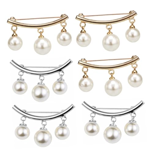 IMIKEYA 6 Stück Teiliges Broschen für Shirts Nacken Schal Anstecker Fixierung Eleganter Stoffverschluss für Damenbekleidung Gold Silber von IMIKEYA