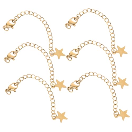 IMIKEYA 6 Stück Teiliges Schmuckverlängerungsset Langlebigem mit Karabinerverschlüssen für Halsketten und Armbänder Verstellbare Endkette Gold mit Sternmotiv Vielseitig für DIY von IMIKEYA