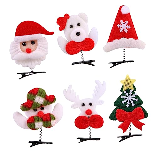 IMIKEYA 6 Stück Teiliges Weihnachts Haarclips mit Schneemann und Weihnachtsmütze Bunte Haarklammern für Festliche Xmas Party Langlebiger Haarschmuck für Damen und Weihnachtsdekoration von IMIKEYA
