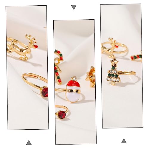 IMIKEYA 6 Stück Teiliges Weihnachtsring Set aus Legierung mit Verstellbaren Cartoon Ringen in Elch und Weihnachtsbaum Design Damenringe für Festlichen Schmuck und Geschenkideen von IMIKEYA