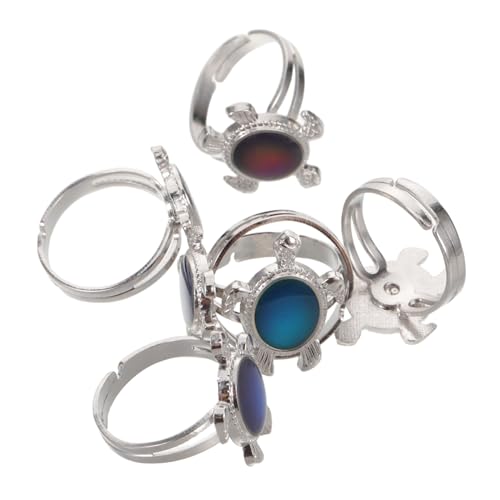 IMIKEYA 6 Stück Verstellbare Stimmungsringe mit Meeresschildkröten-motiv Temperaturfühlende Farbwechselringe für Jungen Mädchen Party Favor Schmuck für Geburtstagsfeier von IMIKEYA